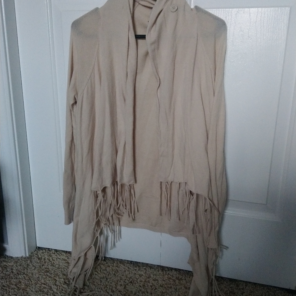 Tan Fringe Cardigan